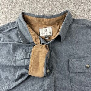 Legendary Whitetails Men 3XL Gray Flannel Shirt Corduroy Collar Button Up Casual
